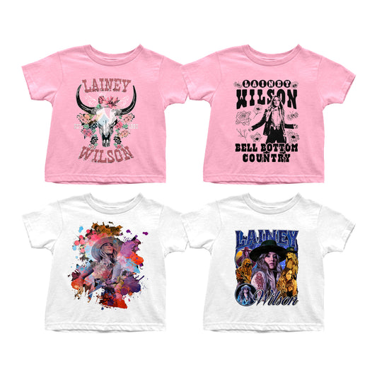 5.16  Pre order Girls White Short Sleeve Tie Dye Country Singer Shirt Casual Fashion Top for Kids