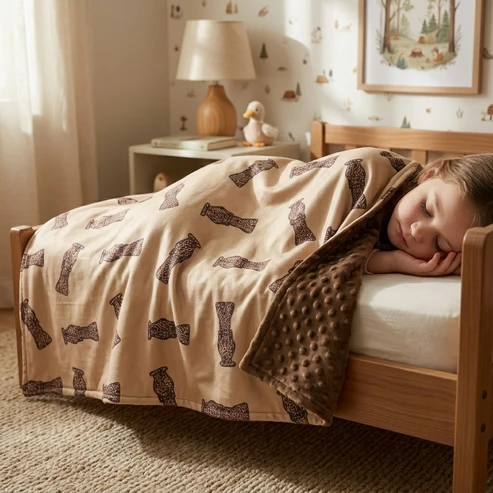 RTS NO MOQ （In stock）Blankets BL0165 Baby Toddler Children Hunting Duck Call Brown Minky Blankets