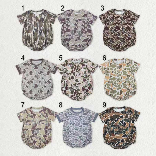 11.24 RST Sibling Baby Boys Short Sleeves Southern Camo Rompers
