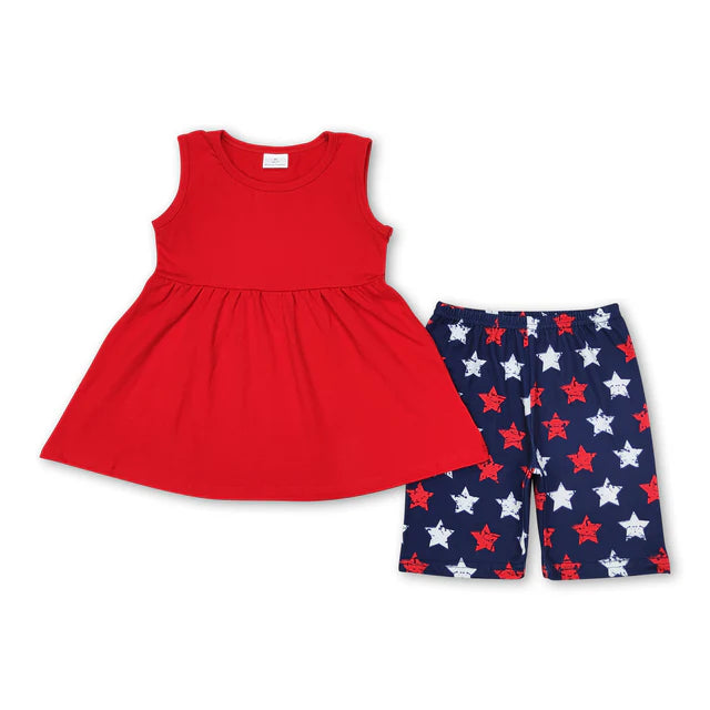 RTS Sibling Star stripe heart tunic shorts girls 4th of july outfits