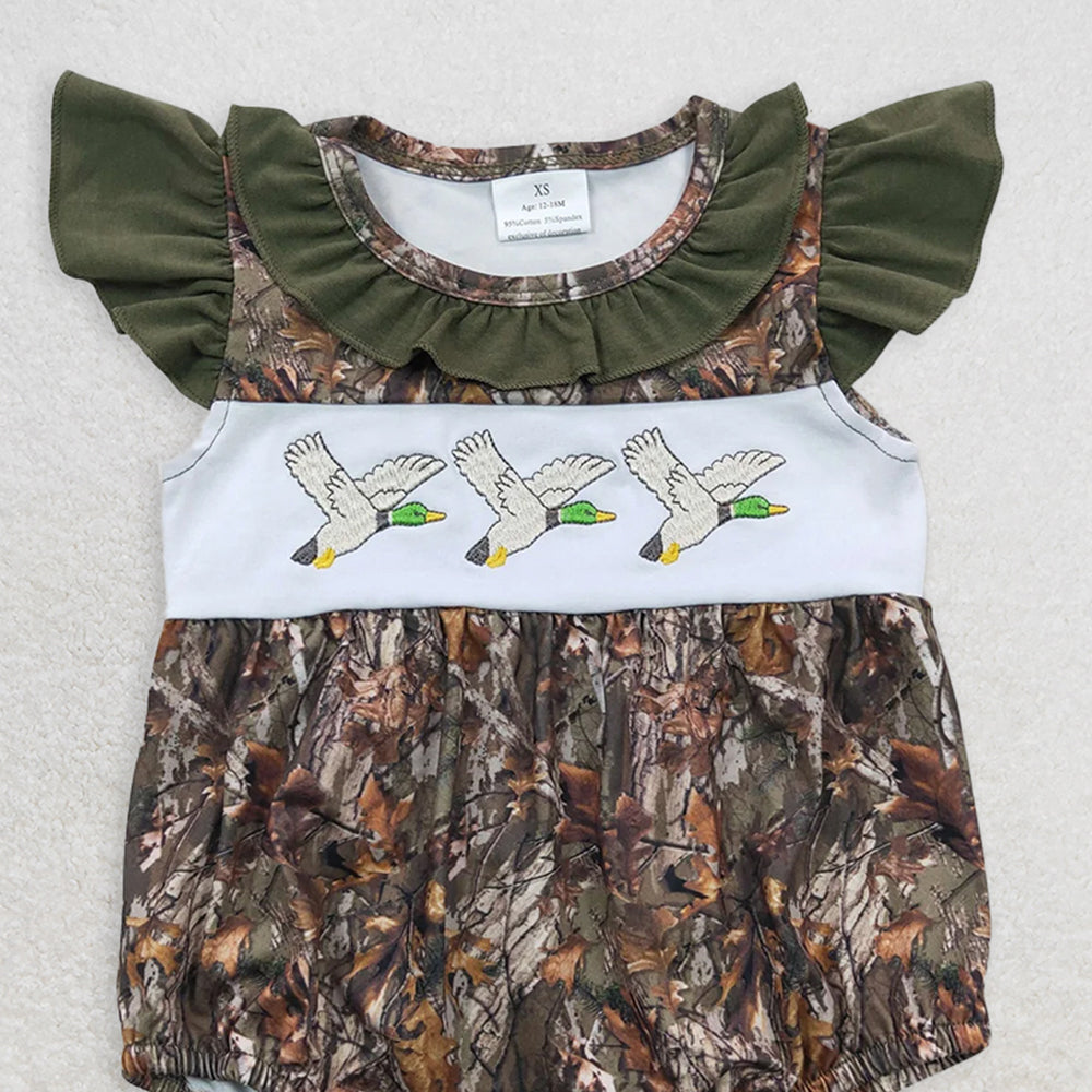 SR0358 RTS NO MOQ Baby Girls Summer Rompers Baby Girls Camo Duck Rompersv