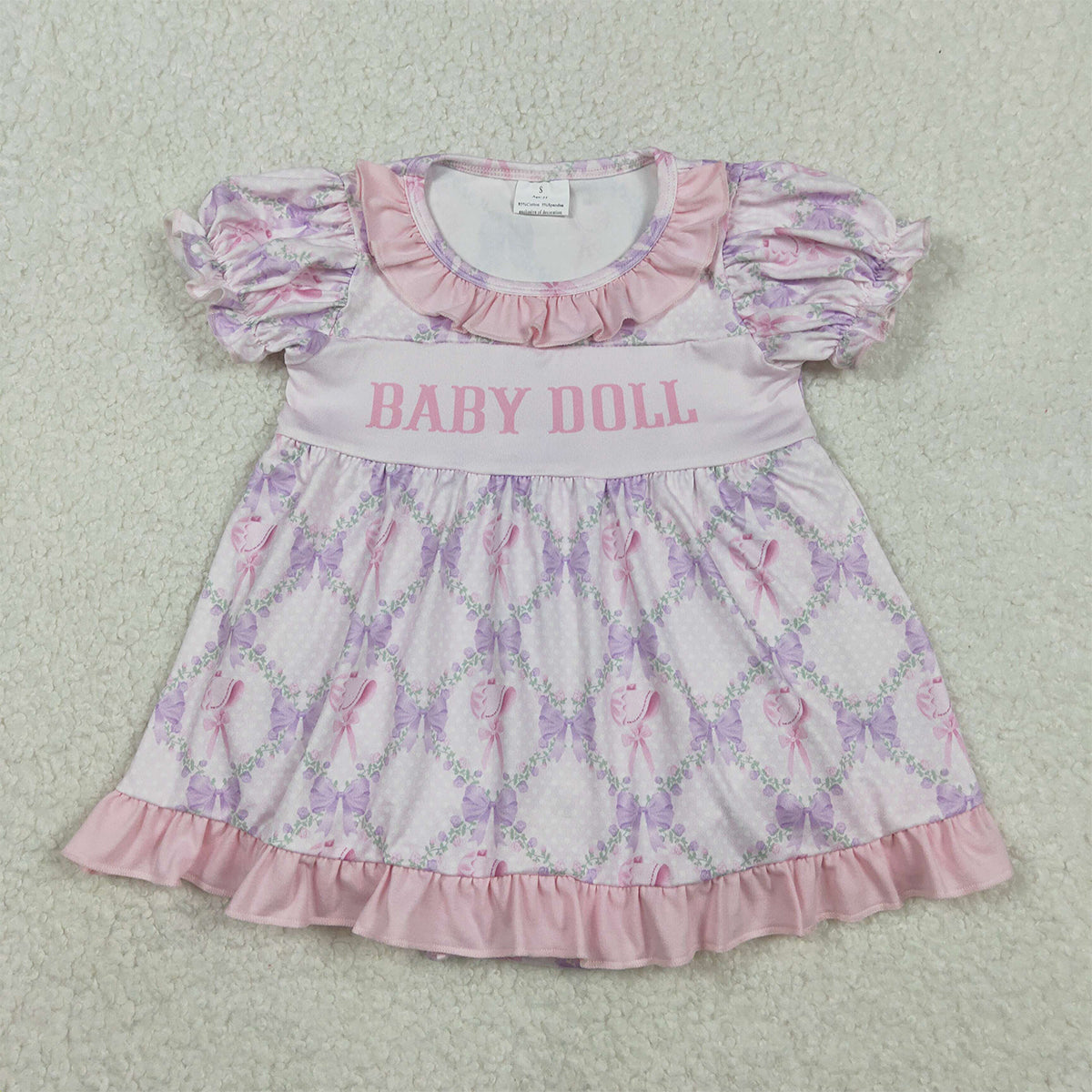 11.18 RTS NO MOQ （In stock）SR3291 Baby Girls Summer Rompers Baby Girls Baby Doll Bows Flowers Checked Tunic Ruffle Bummier Rompers