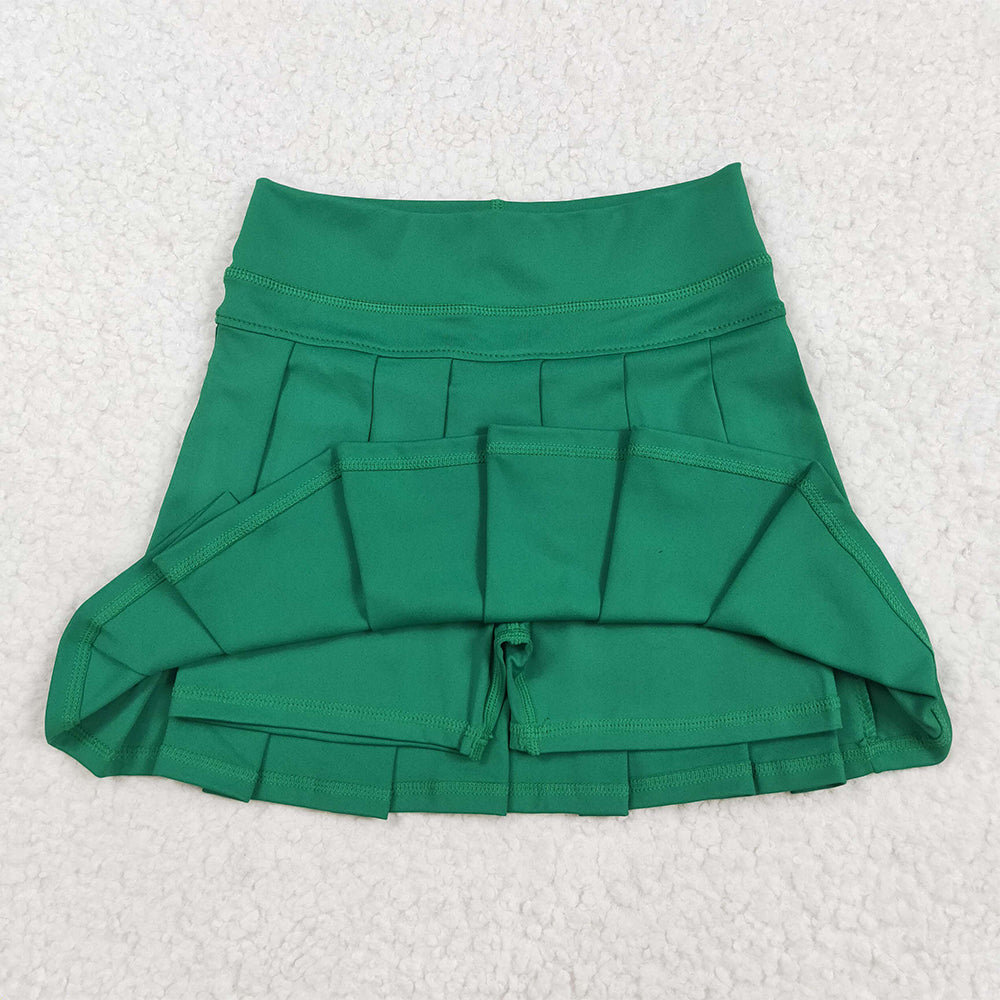 8.22 RTS NO MOQ （In stock）GLK0126 Baby Girls Summer Yoga Skirt Baby Girls Green Yoga Skorts Pleated Skirts Bottom
