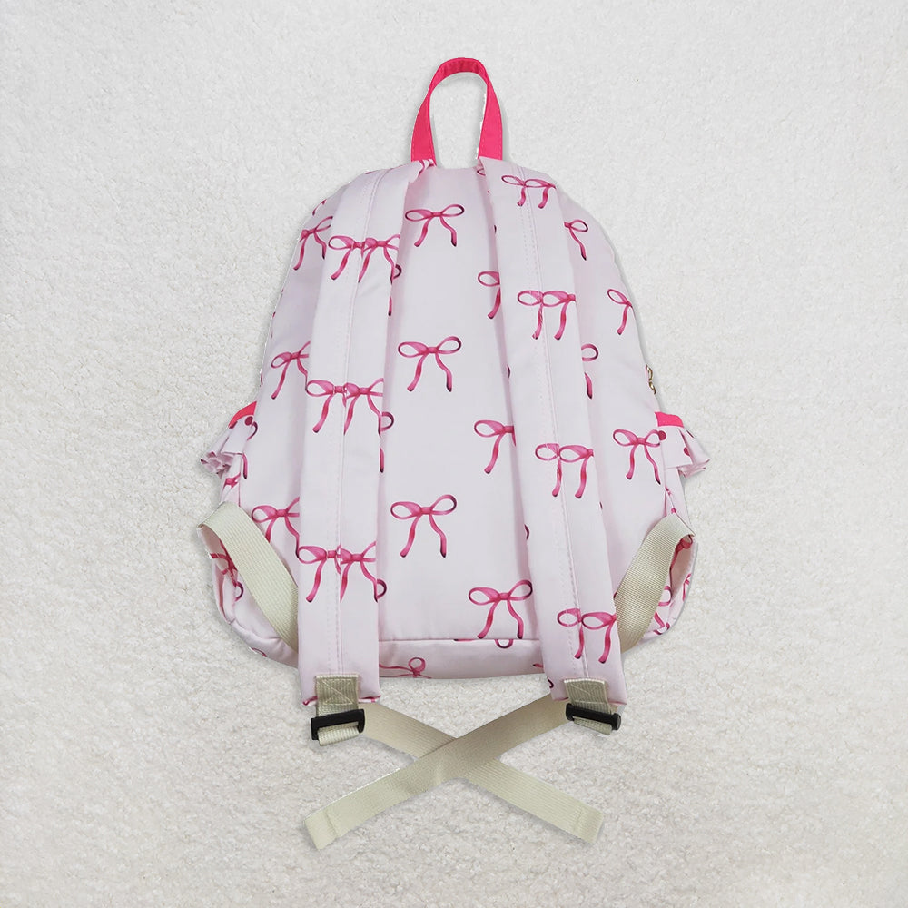 RTS NO MOQ （In stock）BA0233 Baby Bags Baby Kids Girls Pink Bows Backpack Zip Back Bags