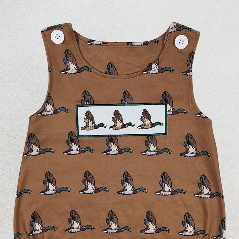 SR1285 RTS NO MOQ Baby Boys Summer Rompers Baby Boys Mallard Ducks Summer Sleeveless Rompers