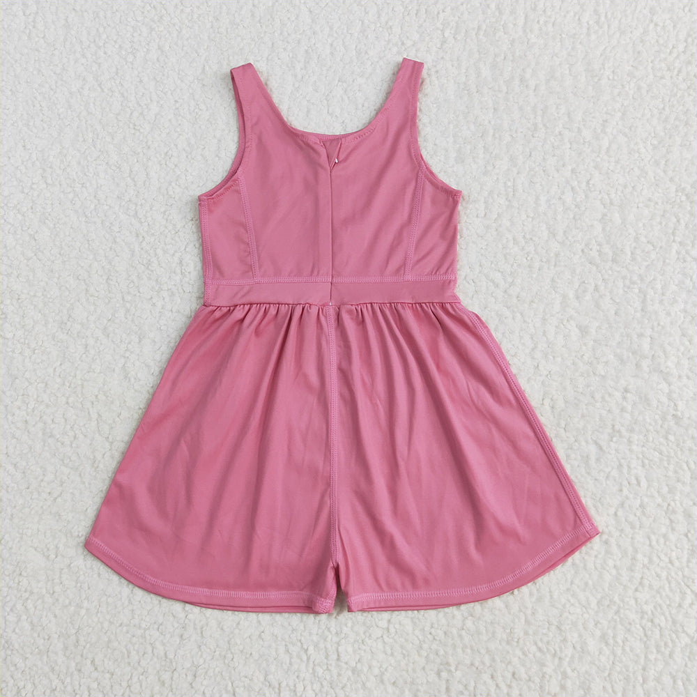 7.01 SR3024 RTS NO MOQ Baby Girls Summer JumpsuitsBaby Girls Pink Sleeveless Yoga Jumpsuits