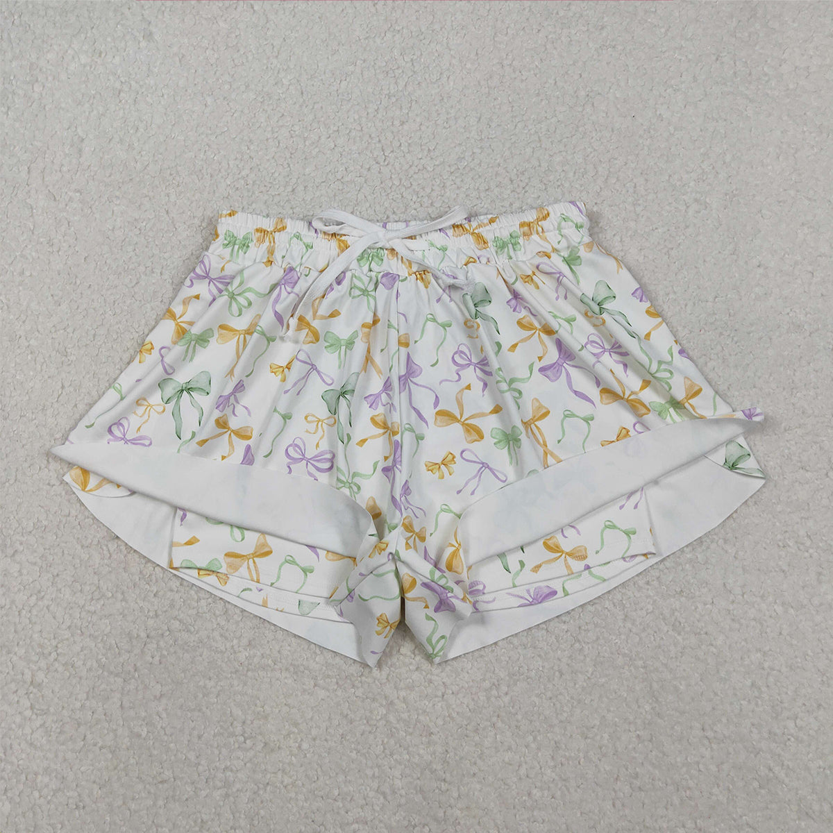 11.17RTS NO MOQ （In stock）SS0679 Adult Women Mardigras Bows Ruffle Yoga Shorts Bottoms