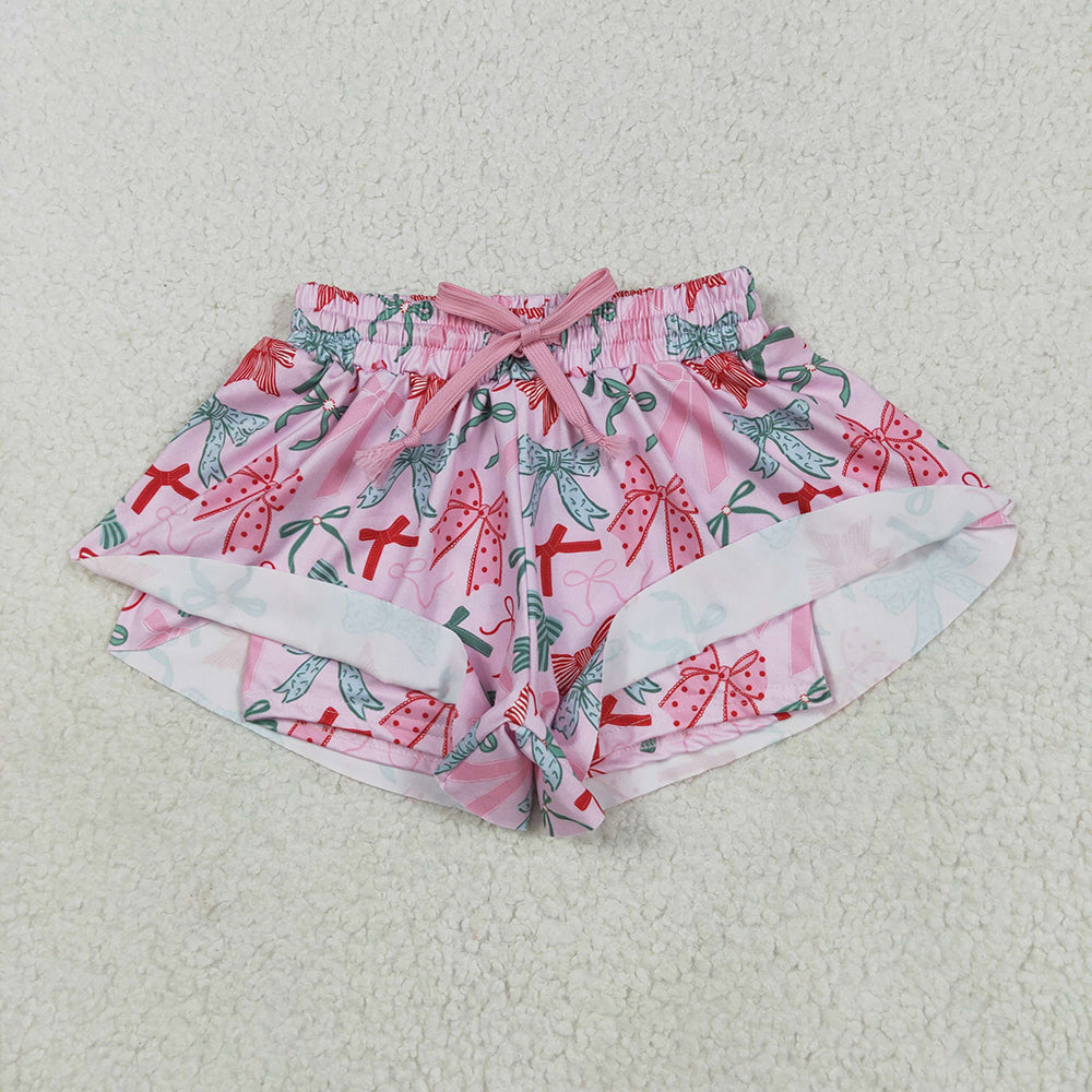 SS0578 RTS NO MOQ Baby Girls Summer Shorts Baby Girls Pink Green Bows Summer Shorts Bottoms