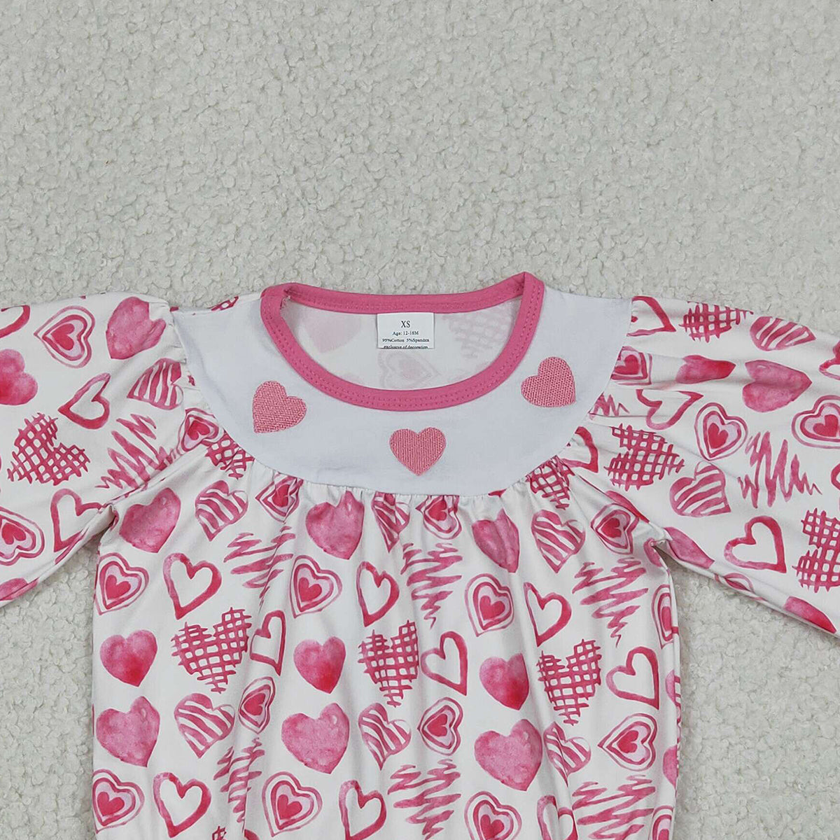 12.26 RTS NO MOQ （In stock）LR2767 Baby Girls Winter Rompers Embroidery Hearts Baby Girls Valentines Ruffle Rompers