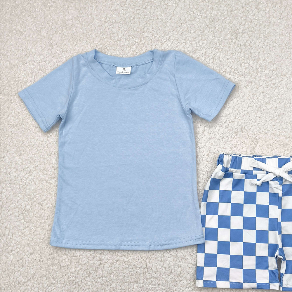 6.20 BSSO1469 RTS NO MOQ Baby Boys Summer Boys Outfits baby boy clothes blue short sleeve shorts set