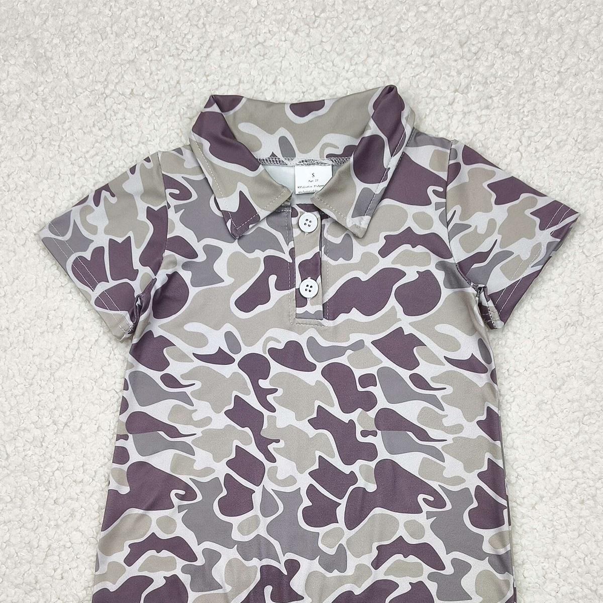 USA Shop (in stock)SR2977 RTS NO MOQ  Baby Boys Summer Rompers Short sleeves camo baby boys polo romper