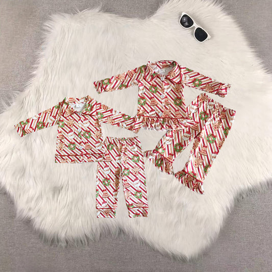 8.20 RTS Sibling Baby Boys Girls Cute print girls Christmas sleep wear