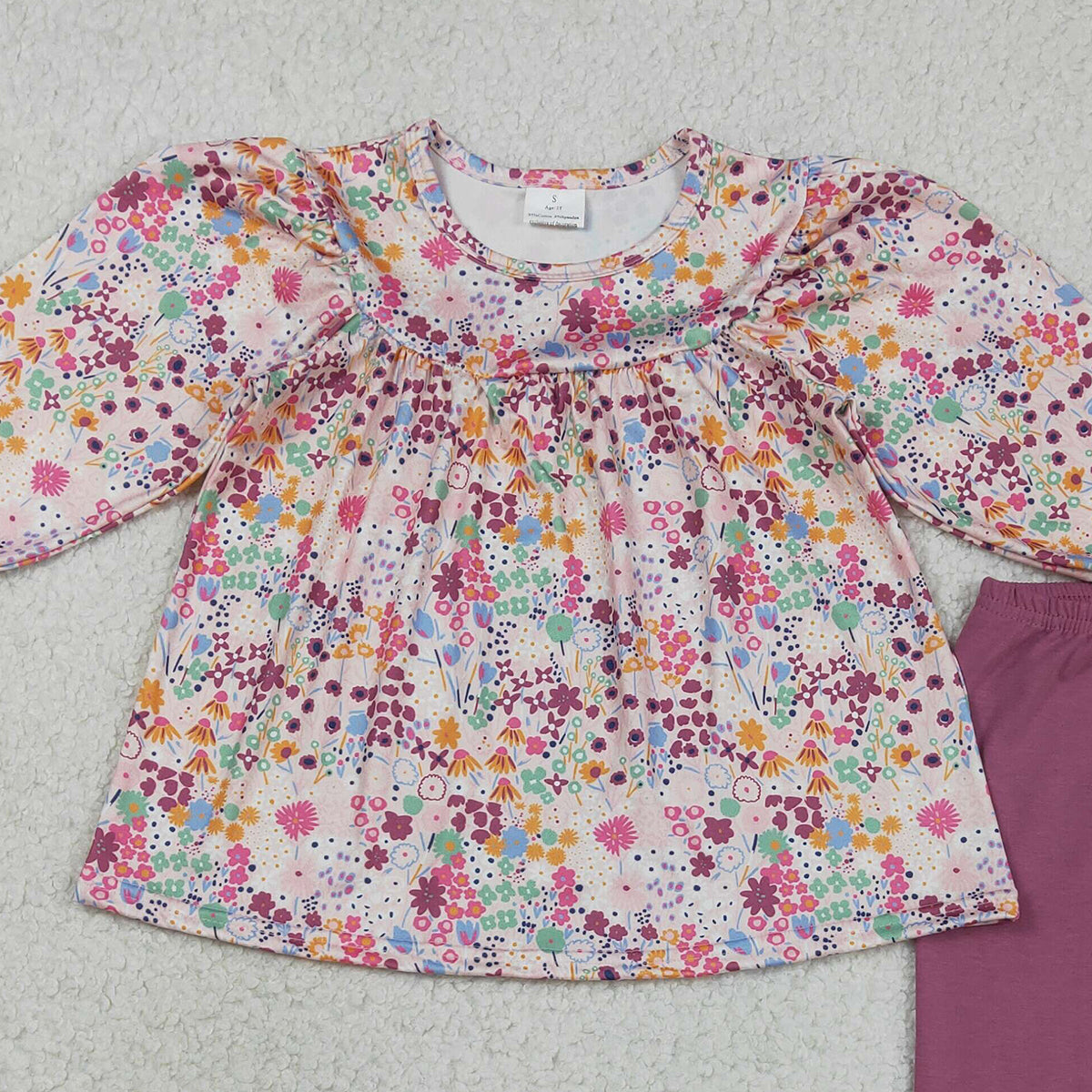 3.16 RTS NO MOQ （In stock）GLP1817 Baby Girls Fashion Colorful Flowers Tunic Legging Pants Clothes Sets