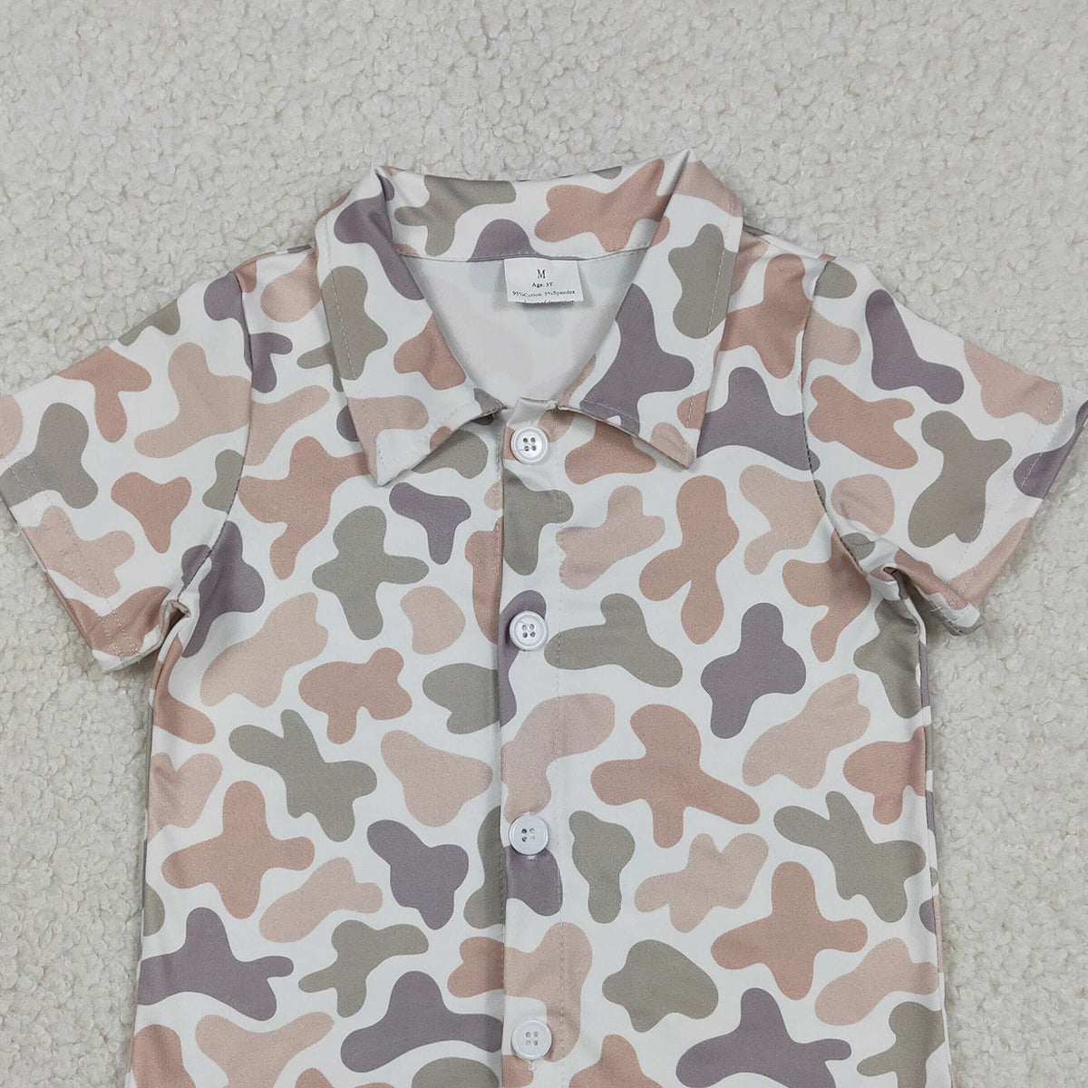 1.9 RTS NO MOQ （In stock）BT1564 Baby Boys Southern Light Grey Khaki Camo Button Shirts Top
