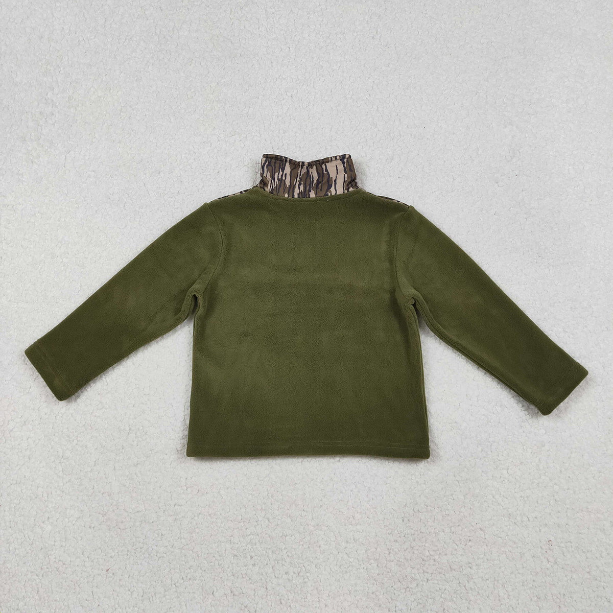 10.16 RTS NO MOQ （In stock）BT1317 Baby Boys Olive Camo Southern Zipper Pullover Top