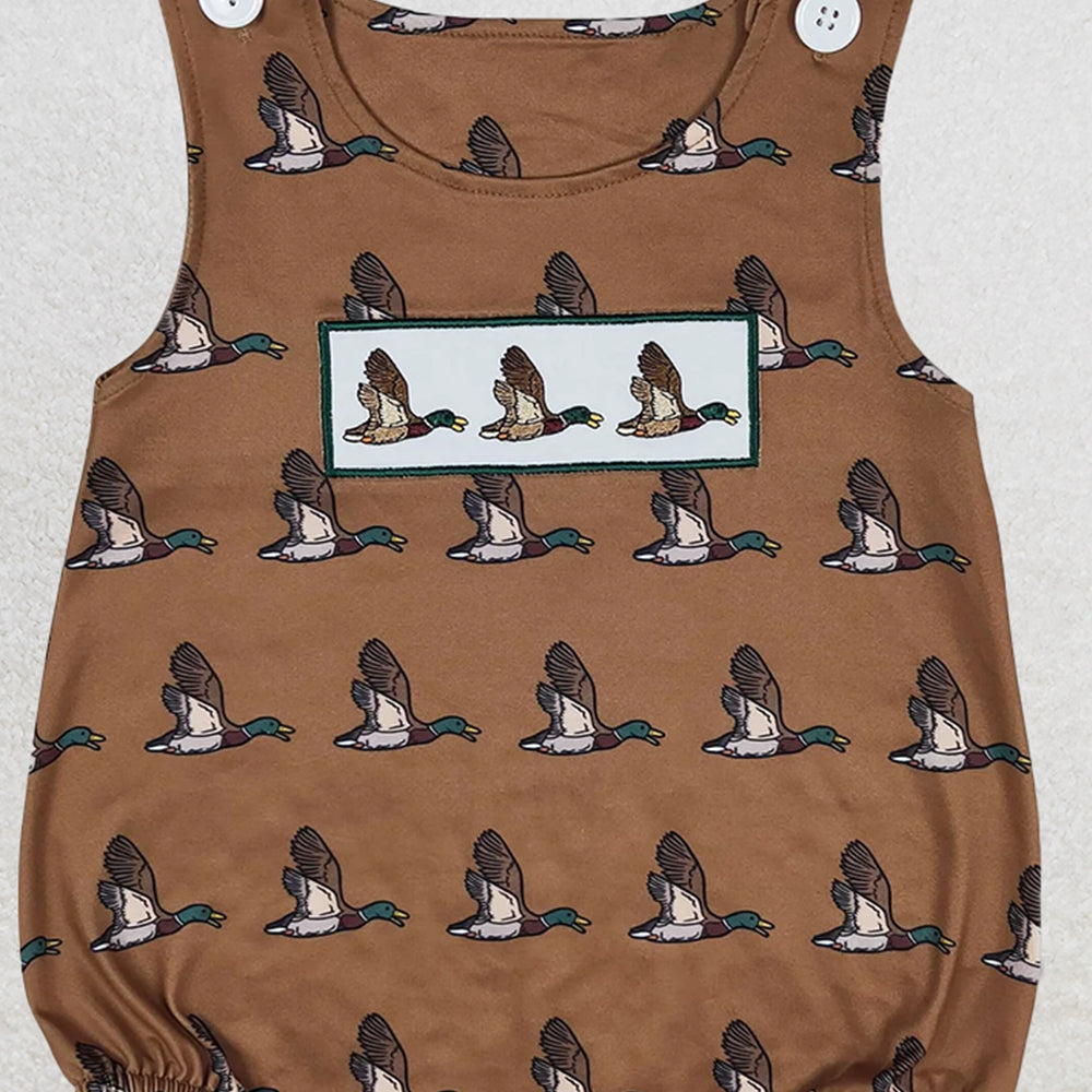 SR1285 RTS NO MOQ Baby Boys Summer Rompers Baby Boys Mallard Ducks Summer Sleeveless Rompers