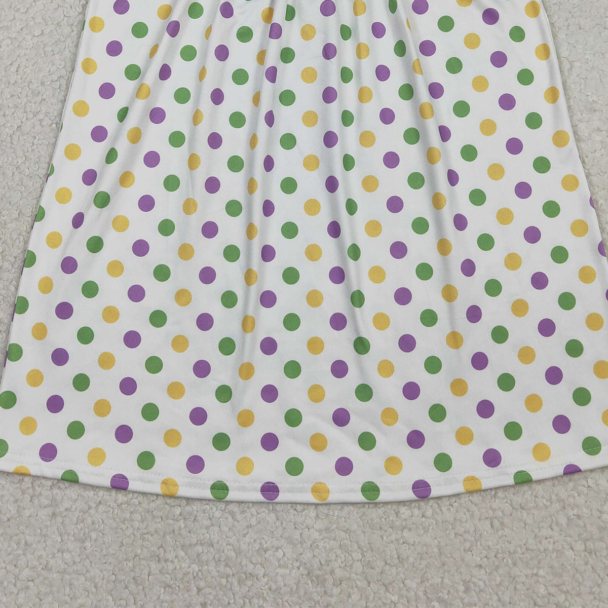 1.20 RTS NO MOQ （In stock）GSD3122 Embroidery Mardi Gras Baby Girls Flutter Sleeve Polka Dots Knee Length Dresses