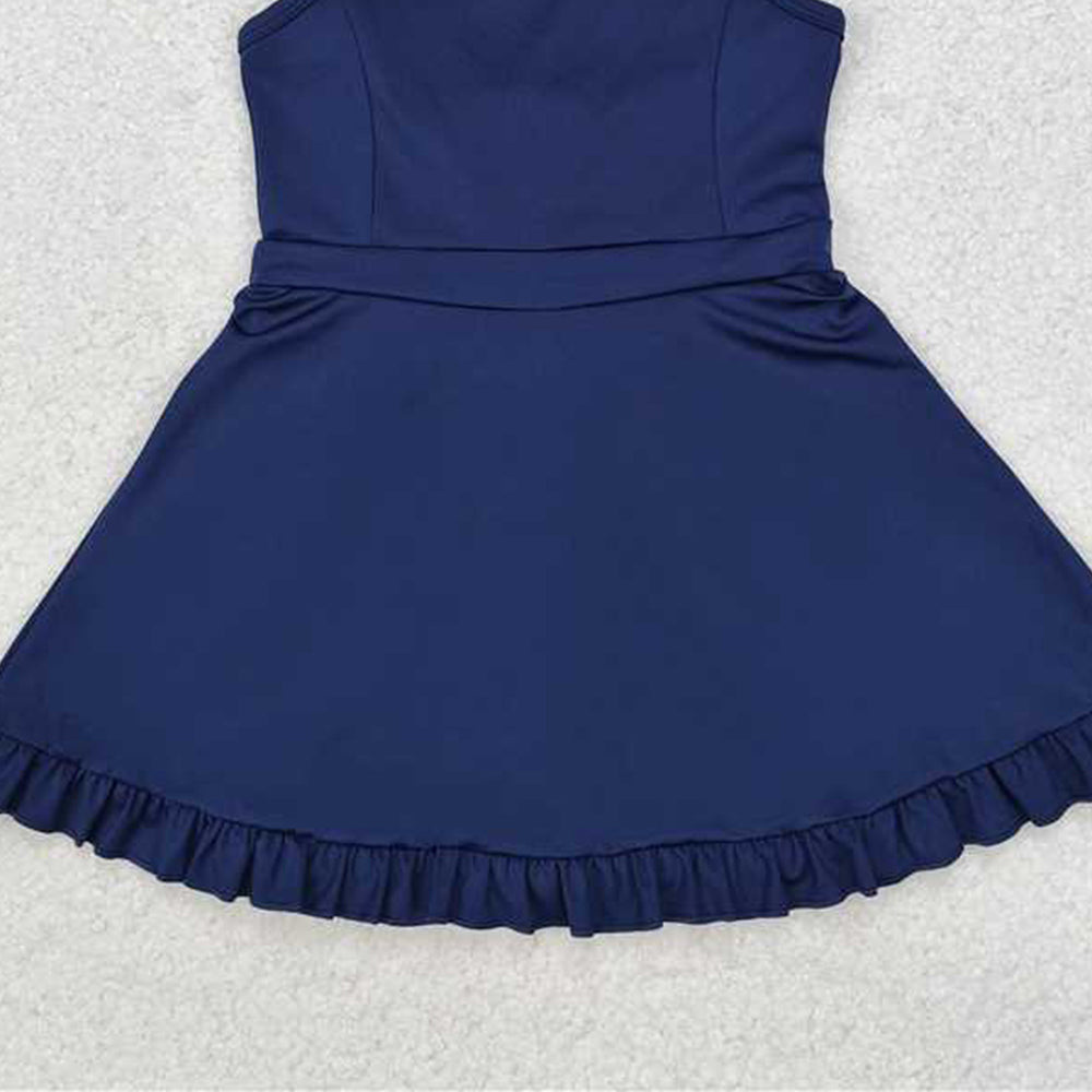 USA Shop (in stock)S0456  Baby Girls Summer Swimsuits Baby Girls Navy Athletic Active Wear Knee Length Dresses