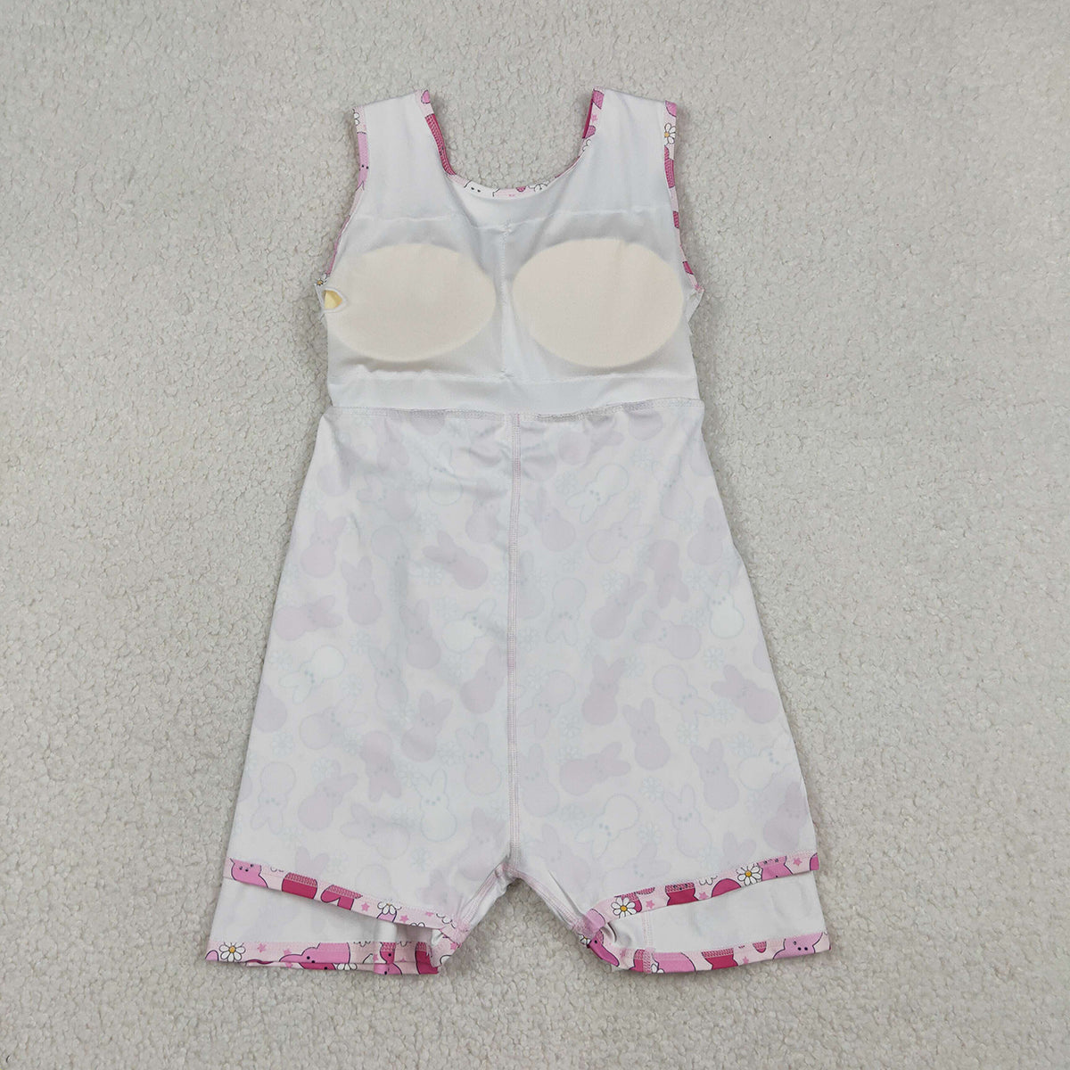 12.20 RTS NO MOQ （In stock）GSD3053 Baby Girls Sleeveless Pink Rabbits Daisy Easter Yoga Shorts Knee Length Dresses
