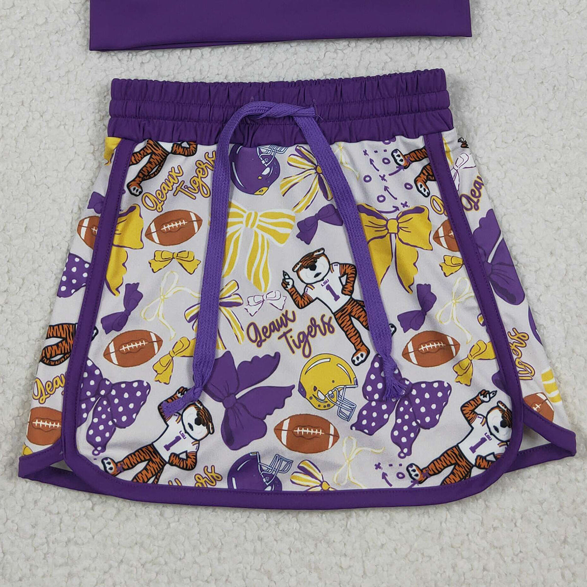 GSD3695 RTS NO MOQ （In stock ）Baby Girls Bow Football  Top Skirt Short Team Yoga Active Clothes Sets