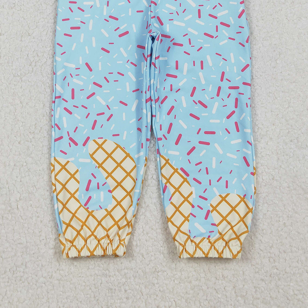 RTS NO MOQ （In stock）P0814 Baby Girls Pants Blue Drip Team Pockets Yoga Active Pants