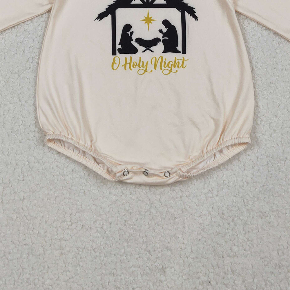 RTS NO MOQ （In stock） LR2292 Baby Boys Winter Rompers Christmas Jesus Nativity Bummies Rompers