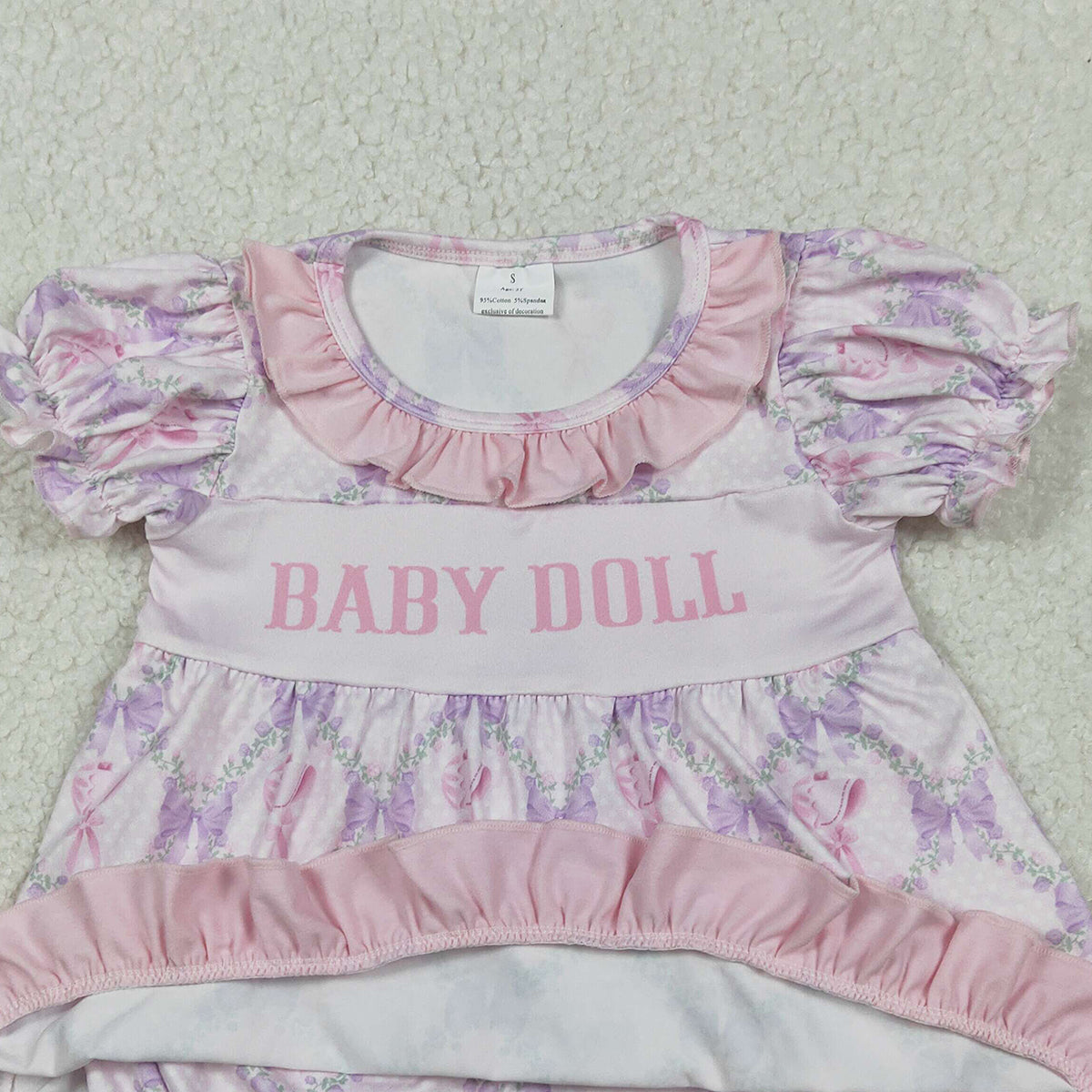 11.18 RTS NO MOQ （In stock）SR3291 Baby Girls Summer Rompers Baby Girls Baby Doll Bows Flowers Checked Tunic Ruffle Bummier Rompers