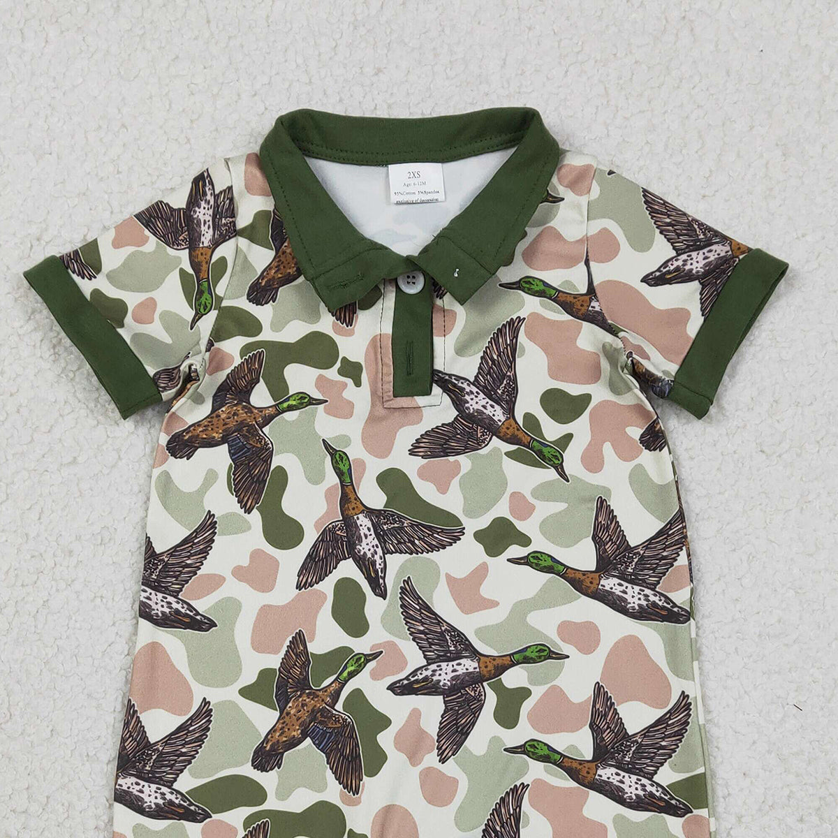 1.7 RTS NO MOQ （In stock）SR3634 Baby Boys Rompers Baby Boys Southern Hunting Ducks Camo Button Rompers