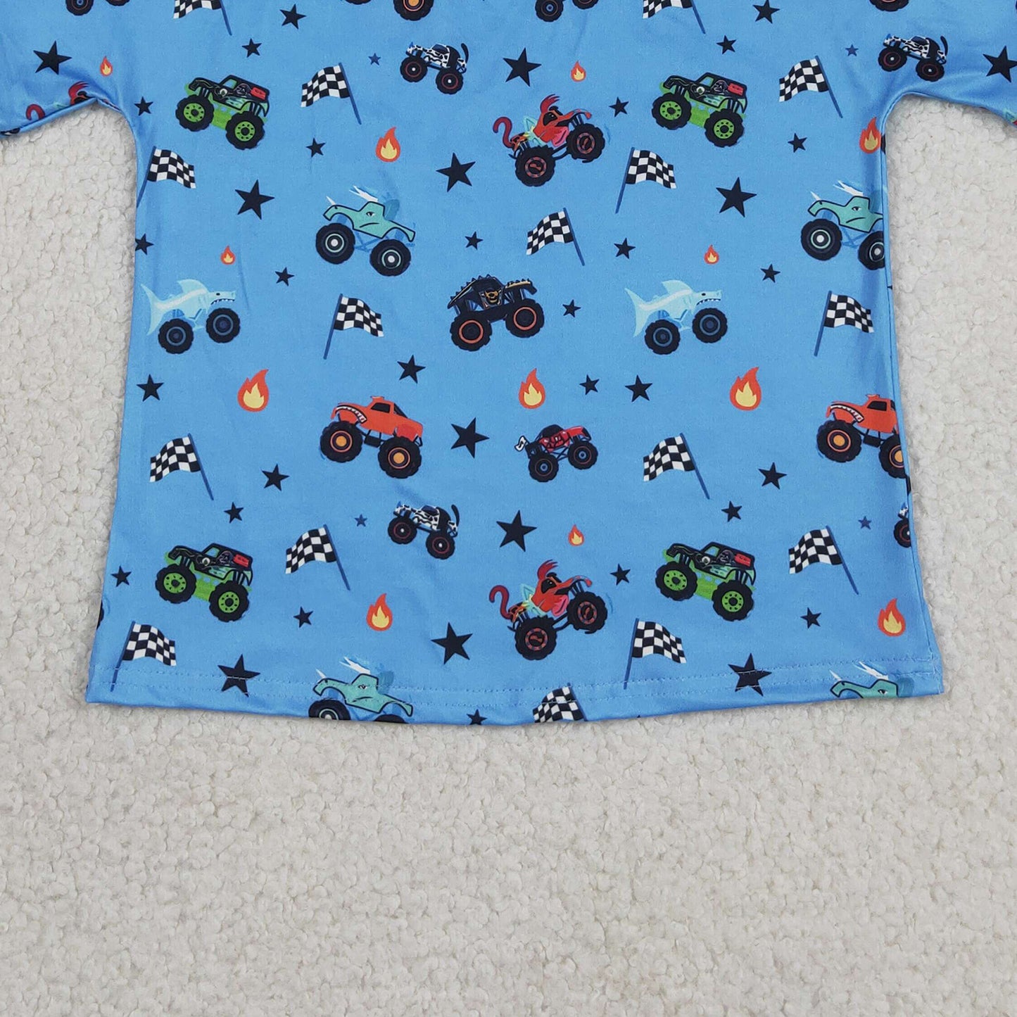 BT1496 RTS NO MOQ （In stock ）Plaid short sleeves flag truck kids boys summer shirt
