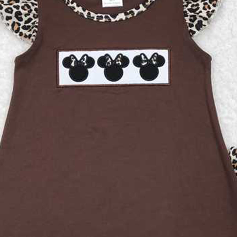 GSSO0424 New Rts No Moq 8-9 Days By Air Arrived it Brown mouse top leopard shorts girls summer clothing