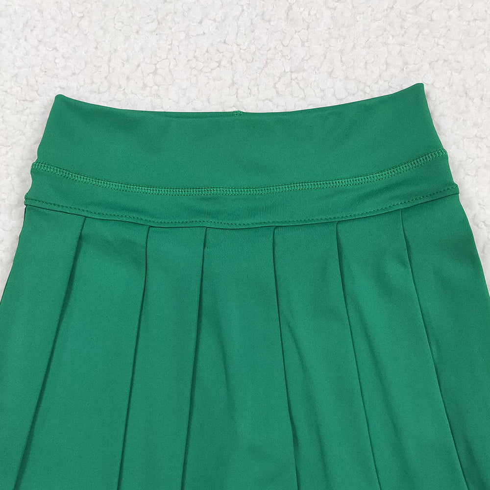8.22 RTS NO MOQ （In stock）GLK0126 Baby Girls Summer Yoga Skirt Baby Girls Green Yoga Skorts Pleated Skirts Bottom