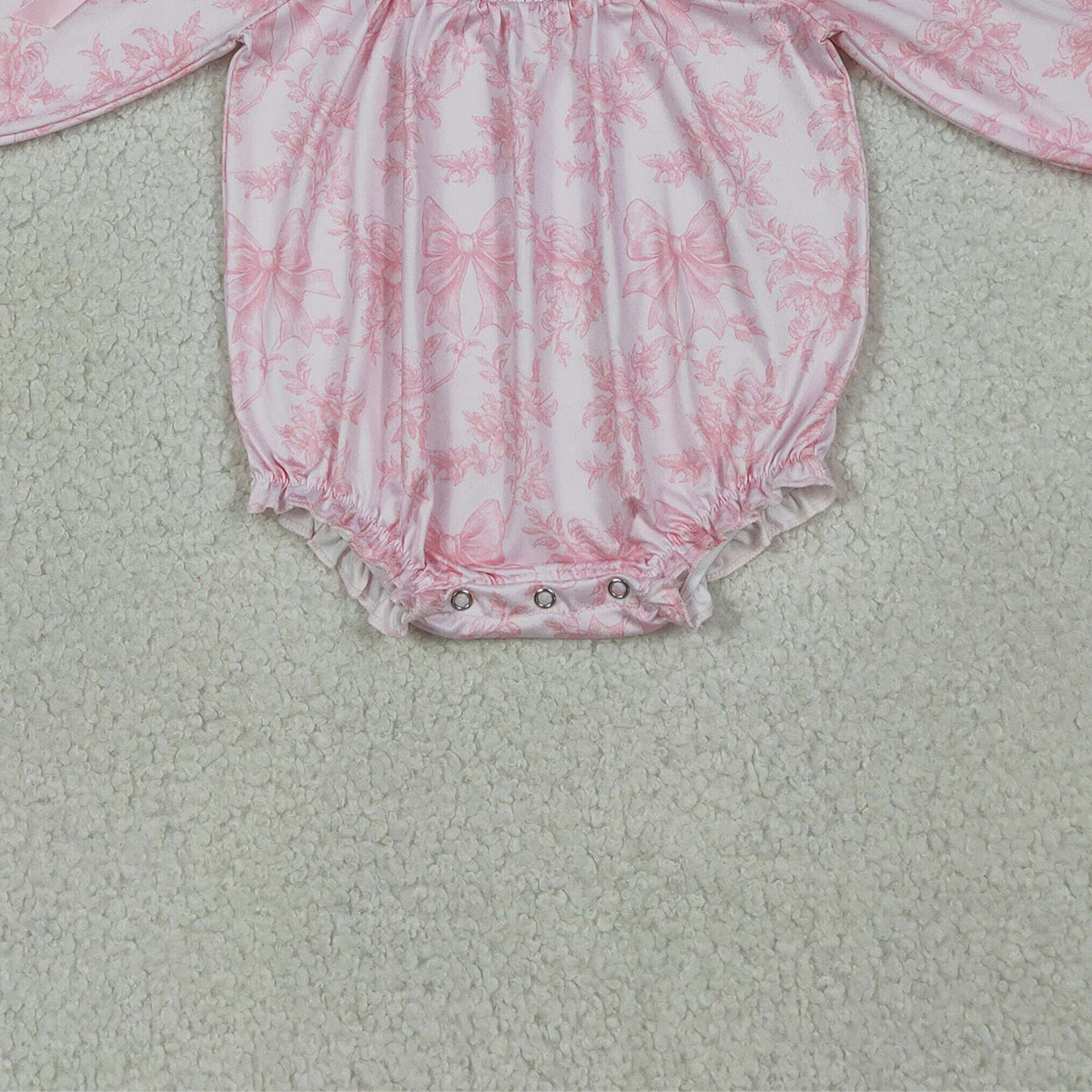 4.1 RTS NO MOQ （In stock）LR2932 Long sleeves pink smocked bow floral baby girls romper