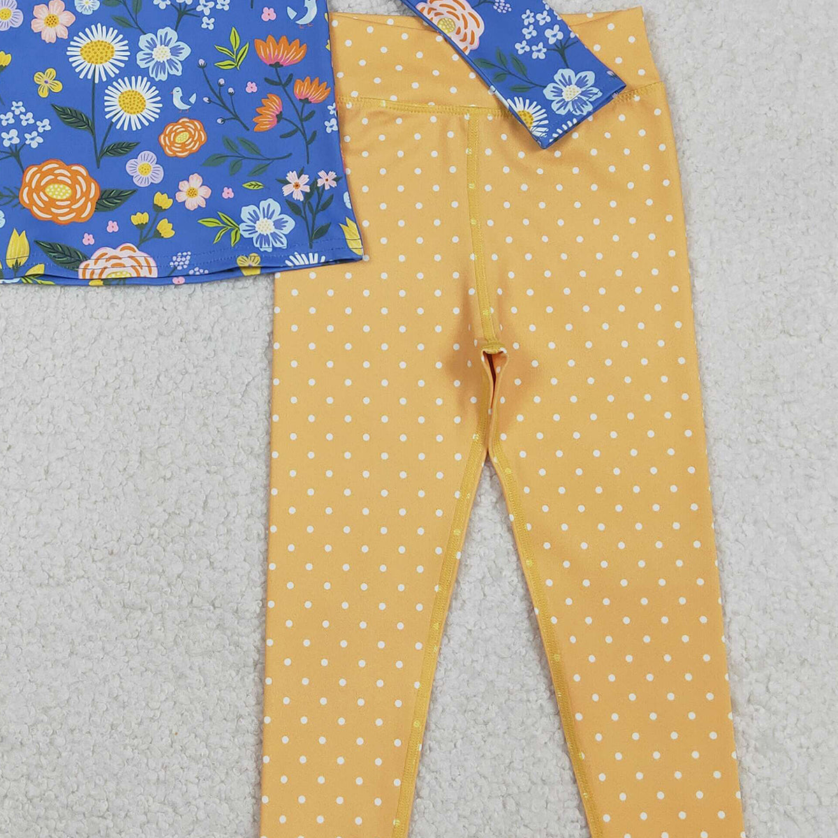 12.17 RTS NO MOQ （In stock）GLP2736 Baby Girls Colorful Flowers Zipper Pullover Leggings Yoga Active Clothes Set
