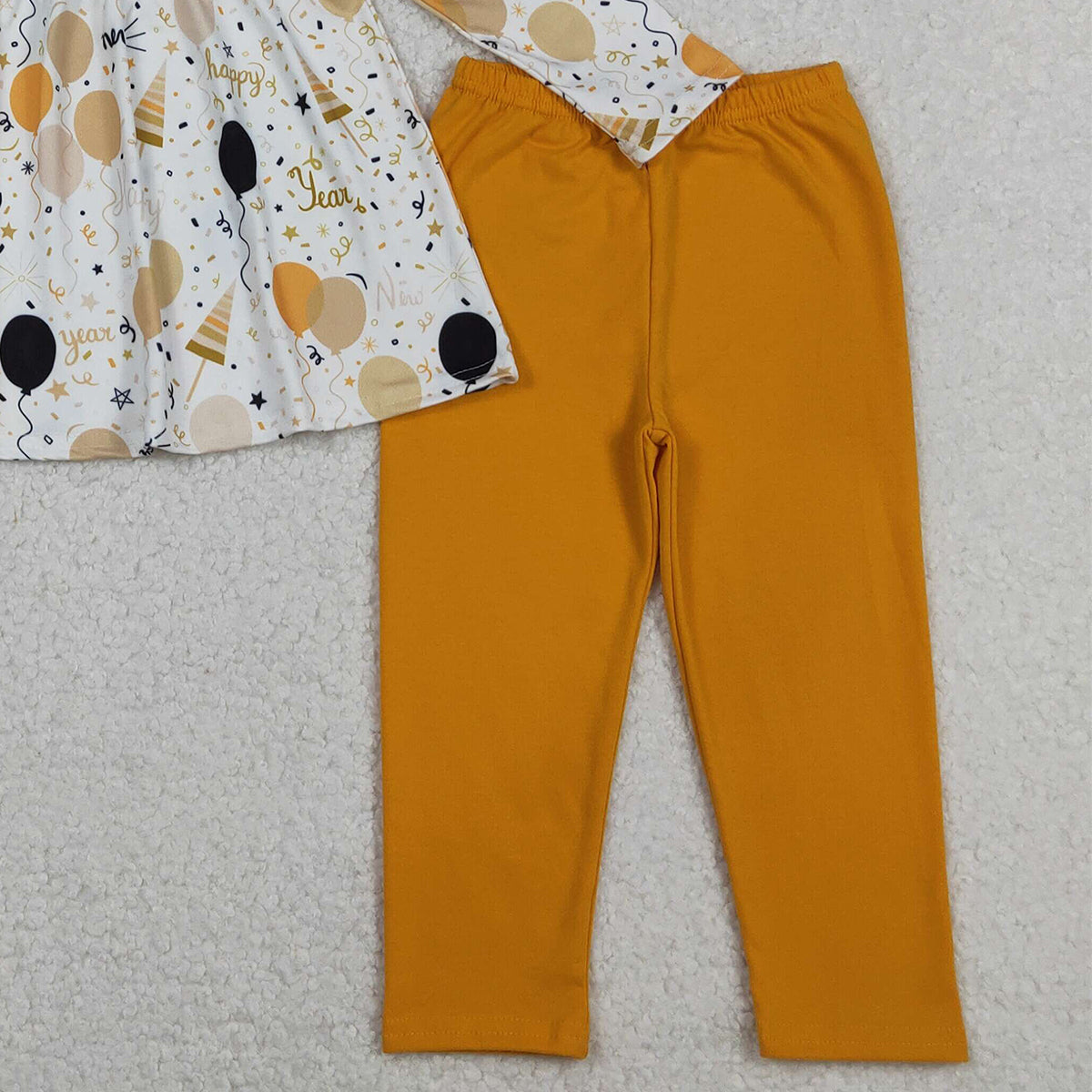 11.1 RTS NO MOQ （In stock）GLP2901 Embroidery Happy New Baby Girls Year Balloons Tunic Leggings Clothes Sets
