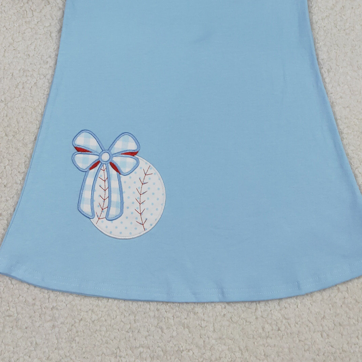 4.7 GSD3685 RTS NO MOQ （In stock) Short sleeves baseball bow kids girls dresses
