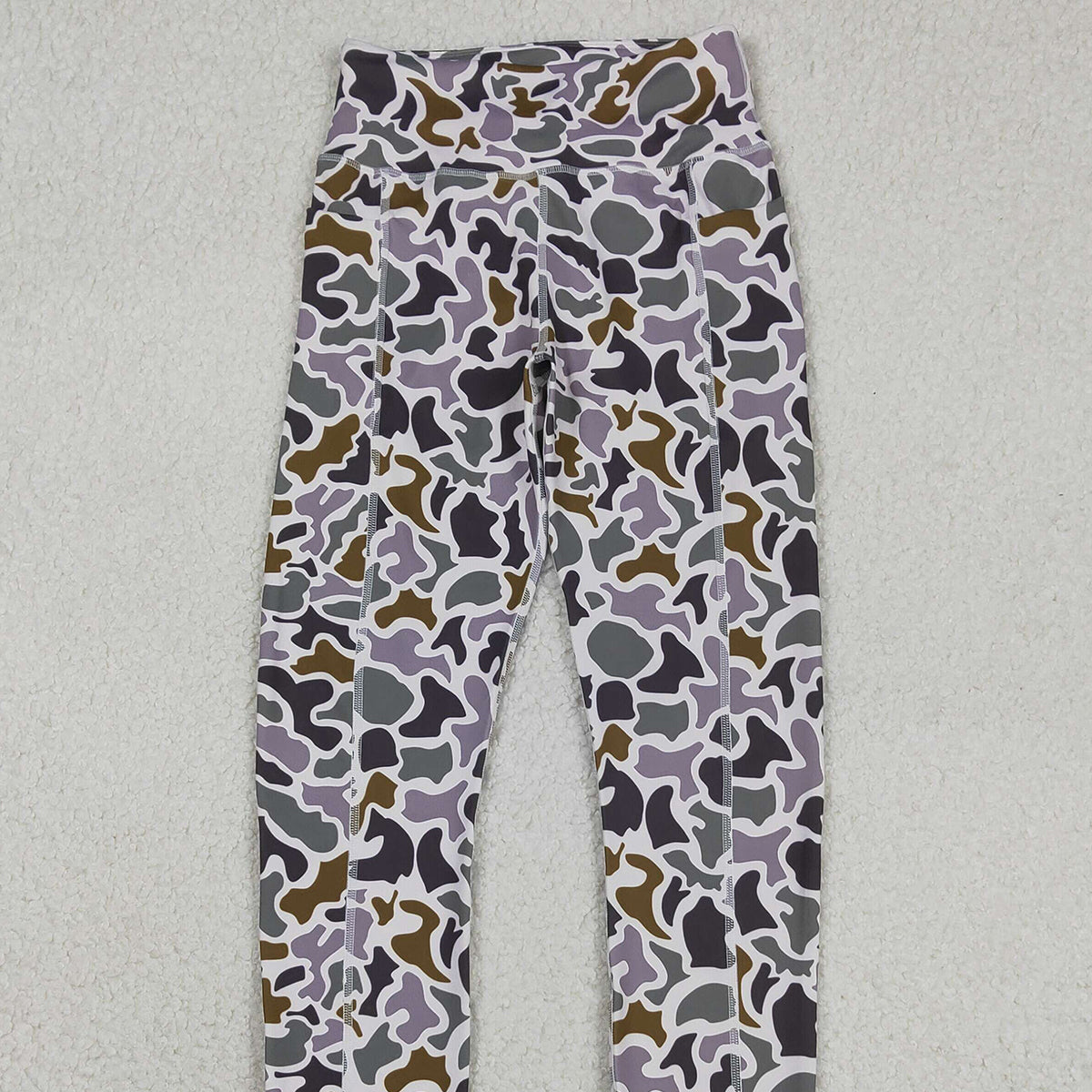 12.3 RTS NO MOQ （In stock）P0897 Adult Women Southern Lavender Camo Yoga Active Legging Pants Bottom