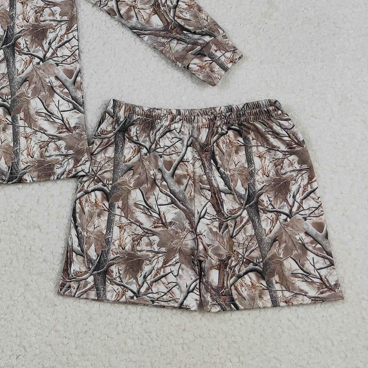 12.15 RTS NO MOQ （In stock）GLS0063 Baby Girls Southern Leaves Long Sleeve Top Shorts Clothes Sets