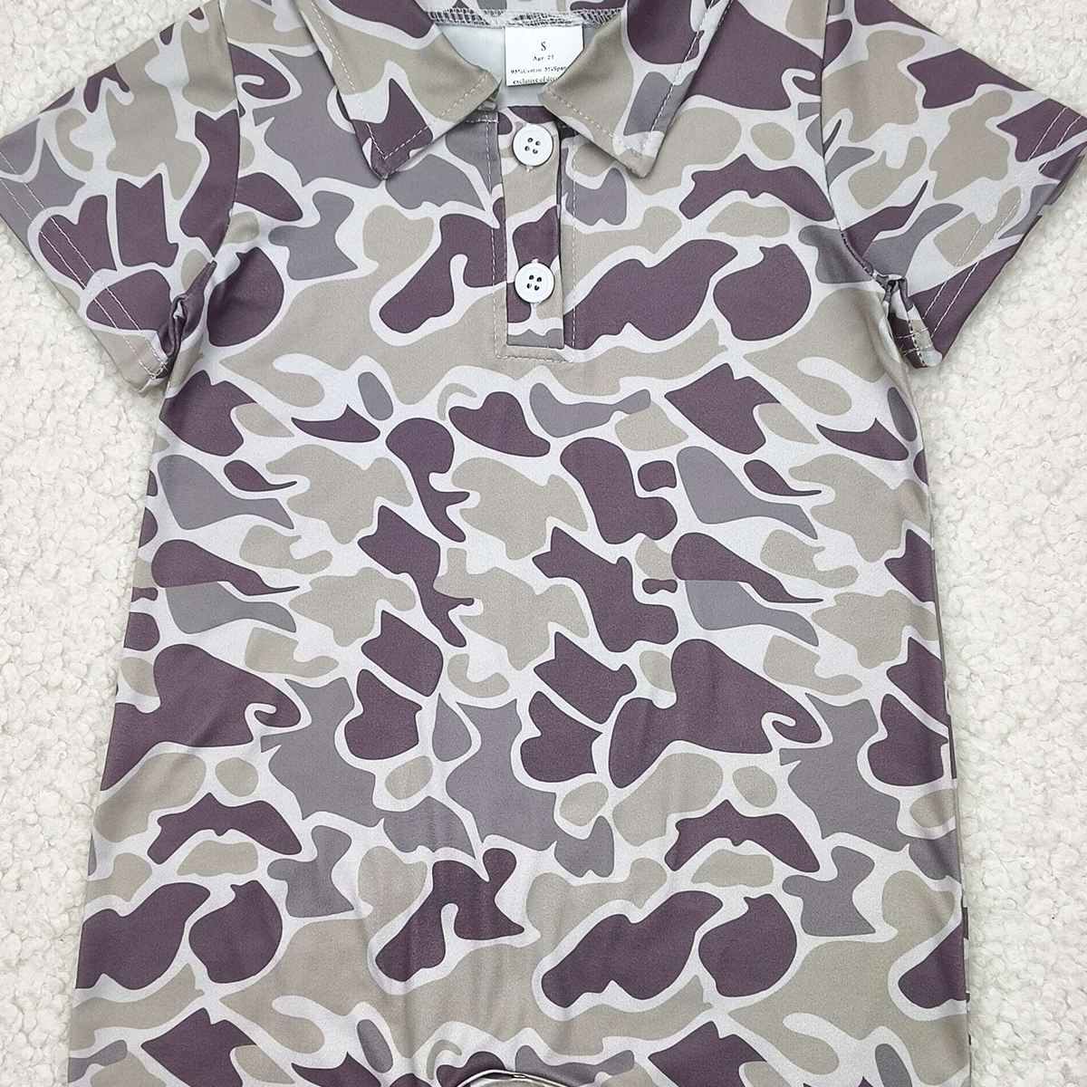 SR2977RTS NO MOQ Baby Boys Summer Rompers Short sleeves camo baby boys polo romper