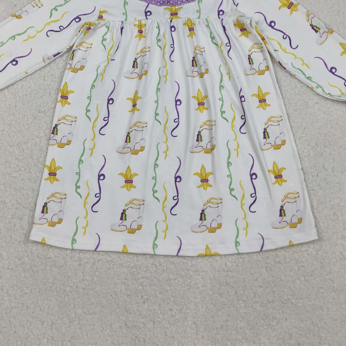 10.14 RTS NO MOQ （In stock）GLD0947 Baby Girls Winter Dress Baby Girls Mardigras Anchors Stripe Collar Knee Length Dresses
