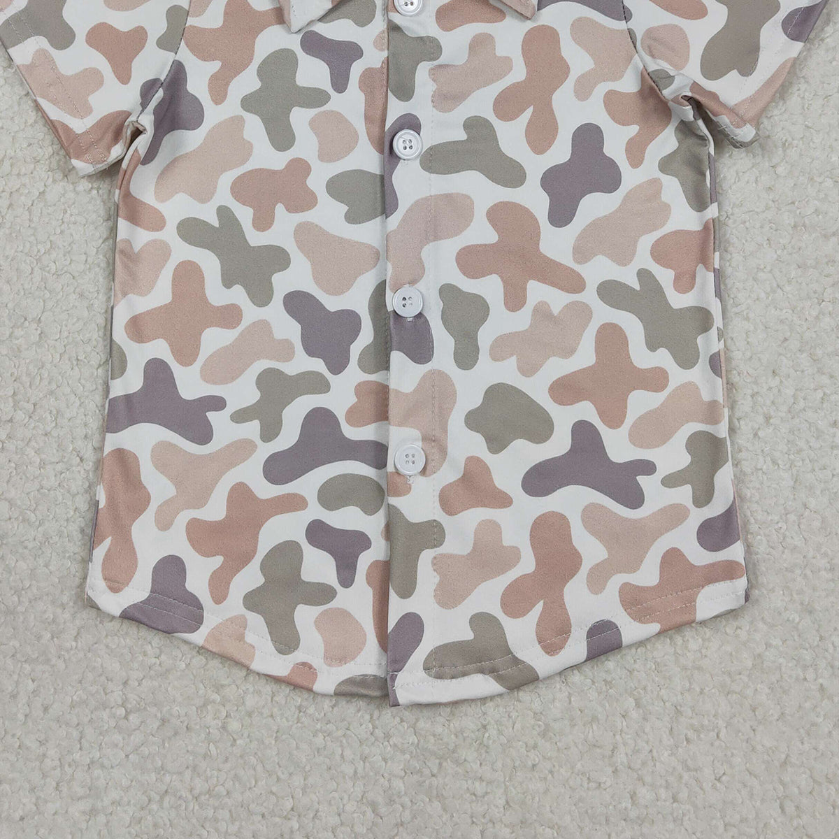 1.9 RTS NO MOQ （In stock）BT1564 Baby Boys Southern Light Grey Khaki Camo Button Shirts Top