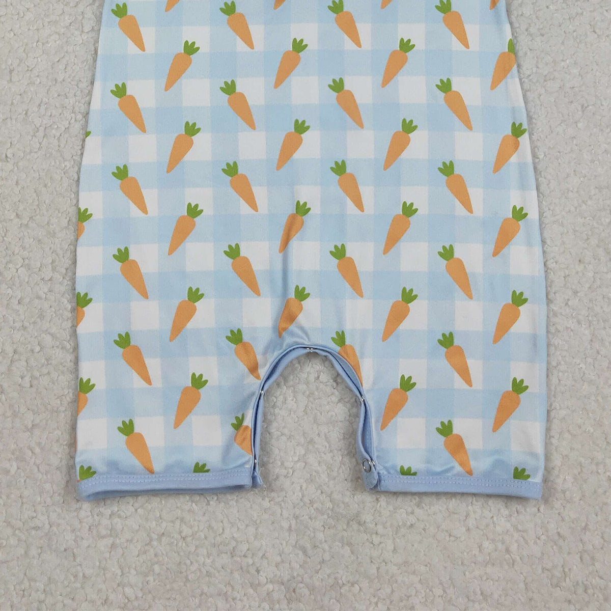 12.11 RTS NO MOQ （In stock）SR3254 Baby Boys Rompers Baby Boys Blue Checked Carrots Easter Button Shorts Rompers