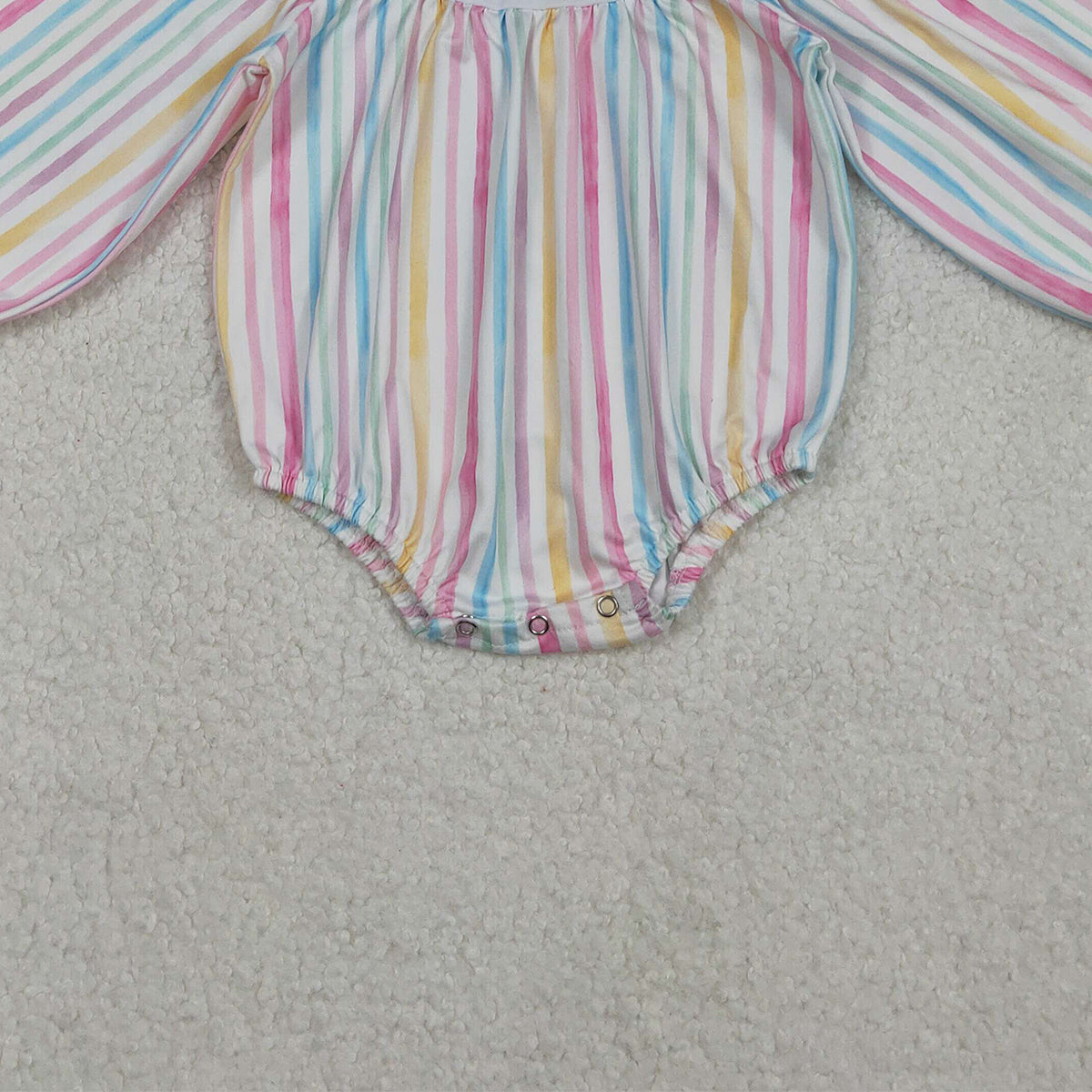 11.6 RTS NO MOQ （In stock）LR2695 Baby Girls Winter Rompers Embroidery Hearts Baby Girls Colorful Stripe Valentine Ruffle Rompers