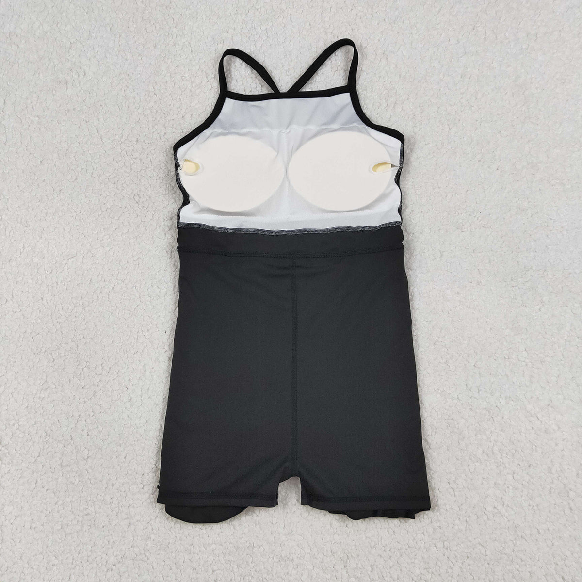 4.8 S0552 RTS NO MOQ （In stock) Black straps ruffle baby girls summer active wear