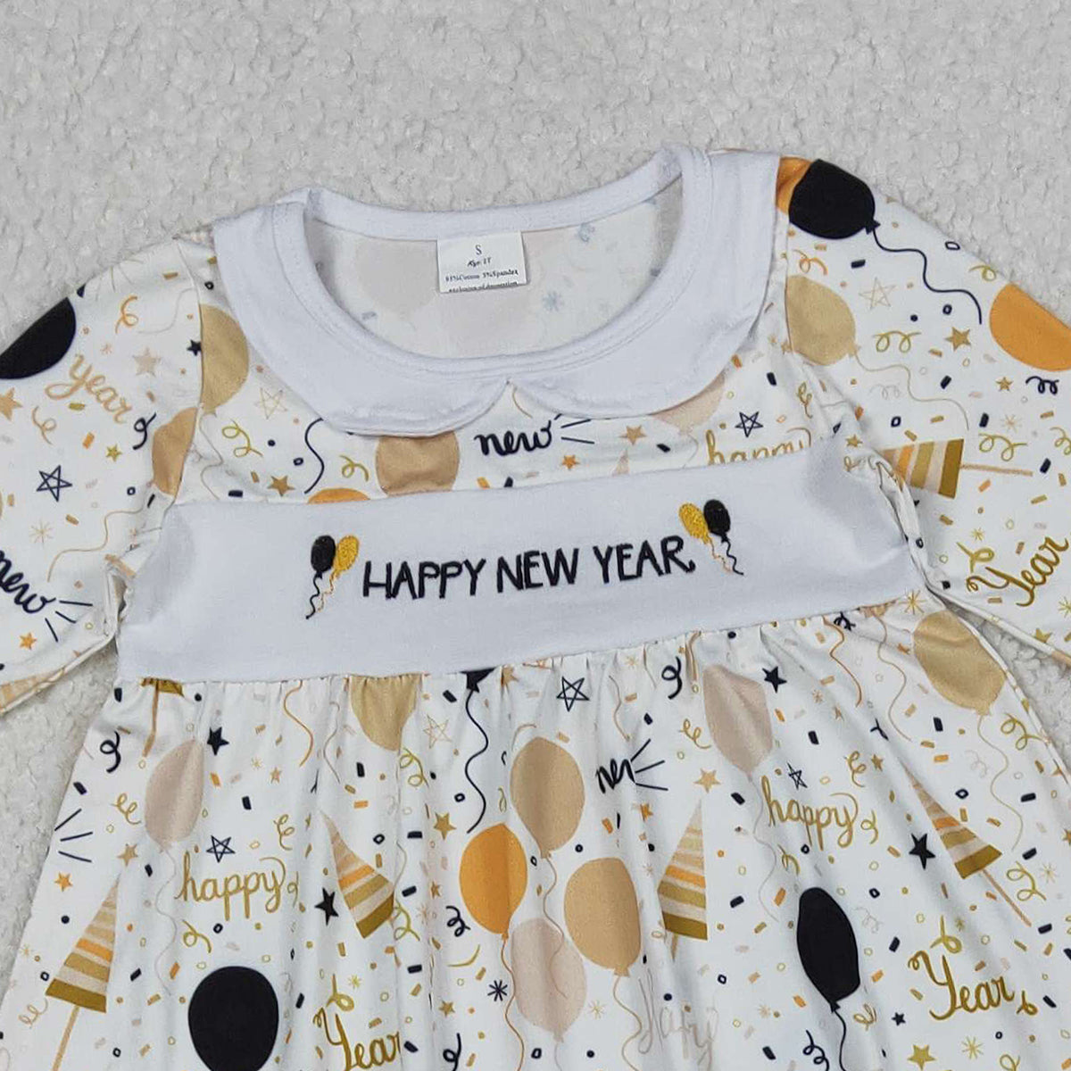 11.1 RTS NO MOQ （In stock）GLP2901 Embroidery Happy New Baby Girls Year Balloons Tunic Leggings Clothes Sets