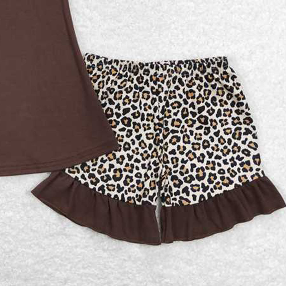 GSSO0424 New Rts No Moq 8-9 Days By Air Arrived it Brown mouse top leopard shorts girls summer clothing