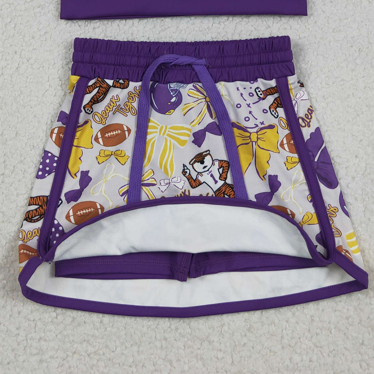 GSD3695 RTS NO MOQ （In stock ）Baby Girls Bow Football  Top Skirt Short Team Yoga Active Clothes Sets