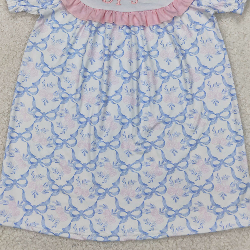 5.28 GSD2226 RTS NO MOQ Baby Girls Summer Dress Short sleeves daddy's girl floral bow kids girls dresses