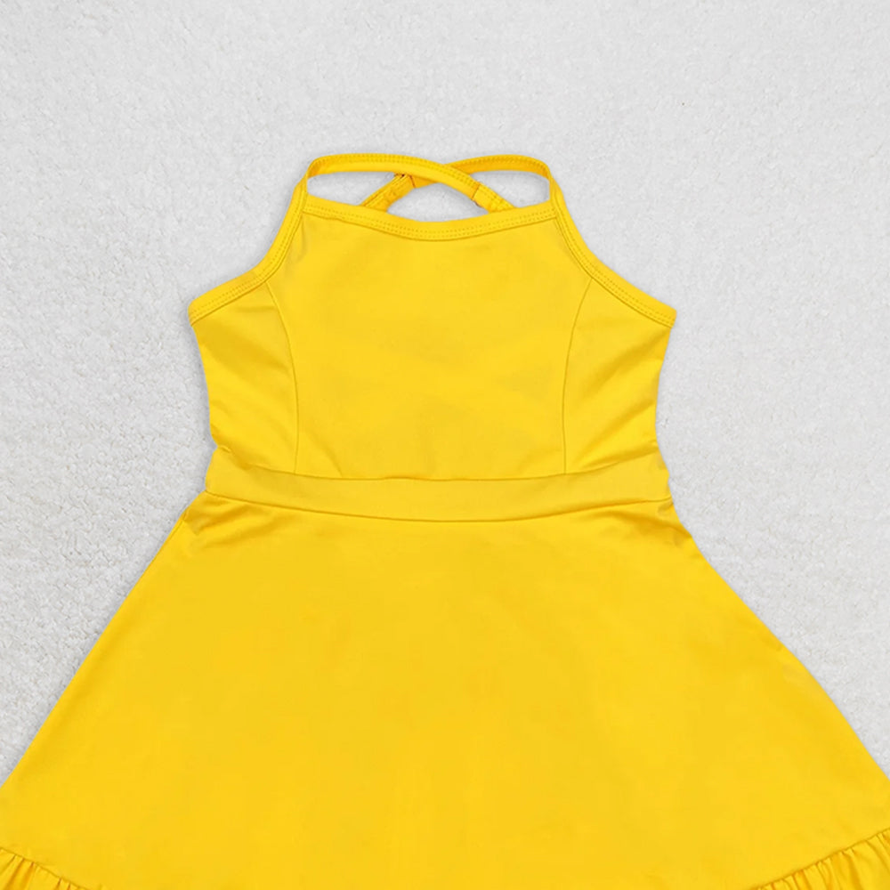 USA Shop (in stock)S0455  Baby Girls Summer Swimsuits  Yellow straps ruffle baby girls summer active wear