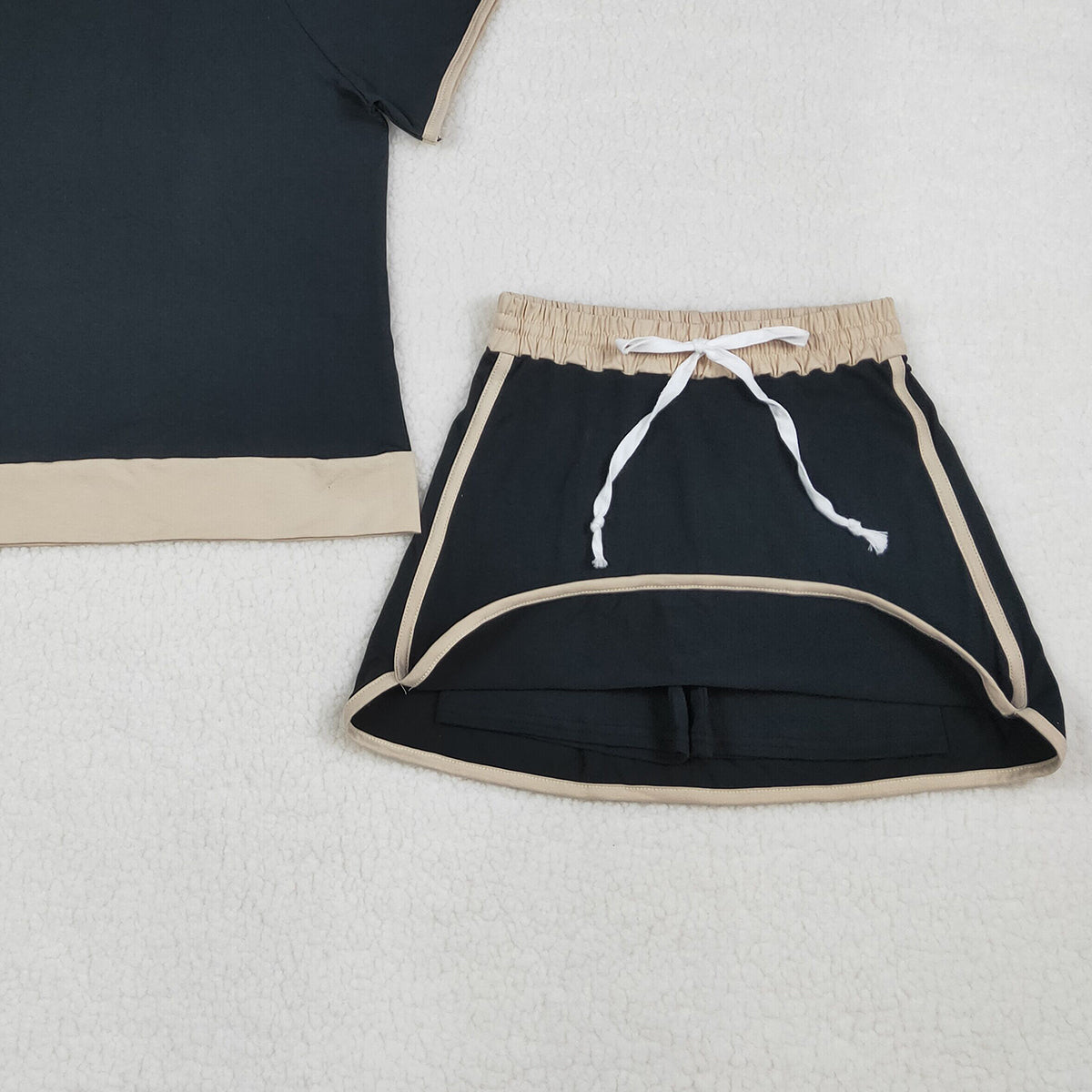 GSD3954 RTS NO MOQ （In stock）Black cotton top skirt adult women outfits