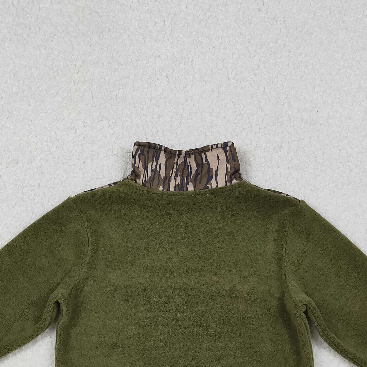 10.16 RTS NO MOQ （In stock）BT1317 Baby Boys Olive Camo Southern Zipper Pullover Top